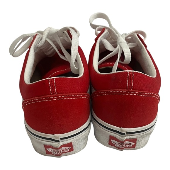 Vans Red Tennis Shoes Size 7.5 Women's Low Top Lace Up Suede Sneakers - Picture 5 of 9